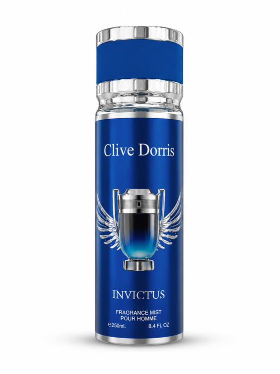بادی اسپلش مردانه کلایو دوریس (Clive Dorris) مدل Invictus – نسخه آبی (Aqua) – حجم ۲۵۰ میلی‌لیتر