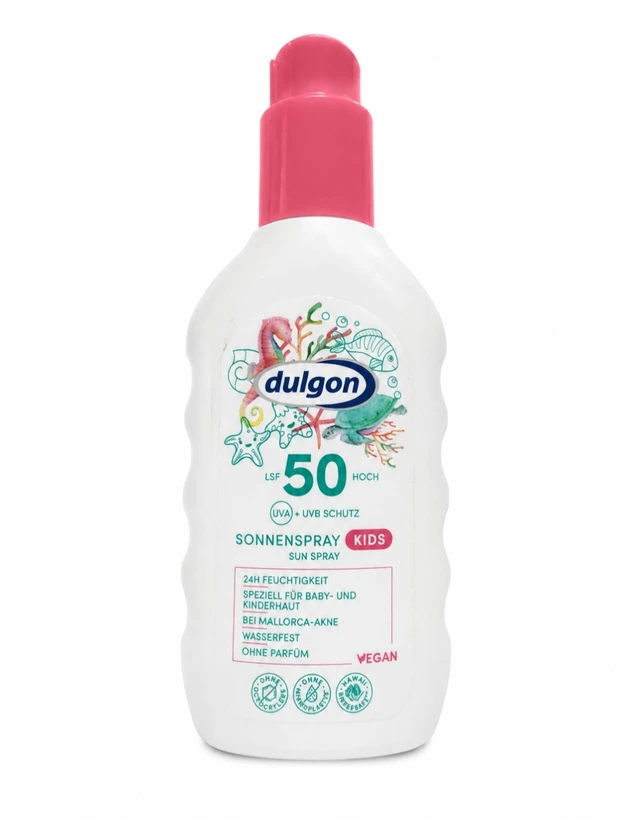 اسپری ضد آفتاب کودکان دولگون (dulgon) مدل Kids حجم ۲۰۰ میل - SPF 50 اصل آلمان فاقد اکتوکریلن