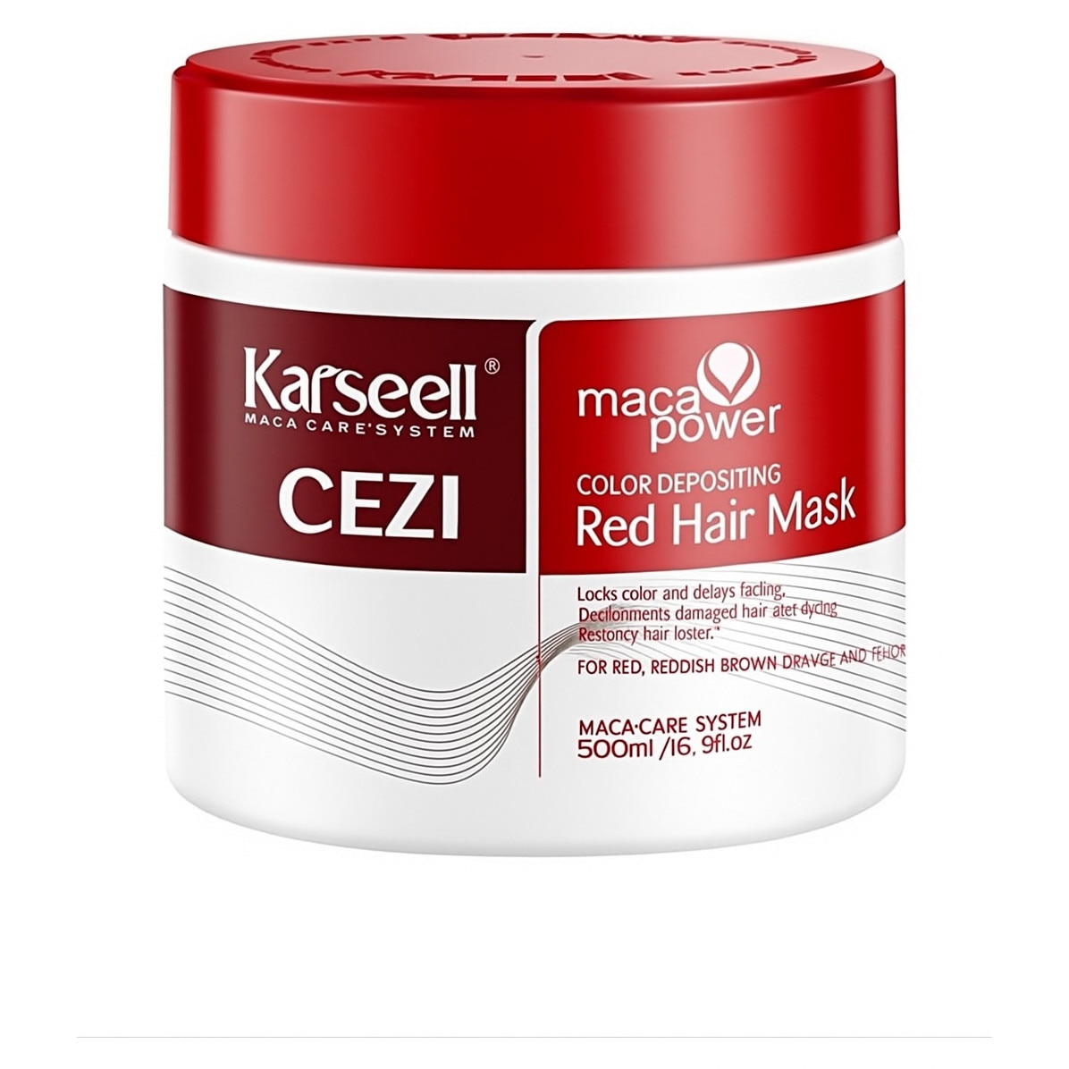 ماسک موی قرمز کارسل اصل تثبیت کننده رنگ حجم ۵۰۰ میل اورجینال karseell