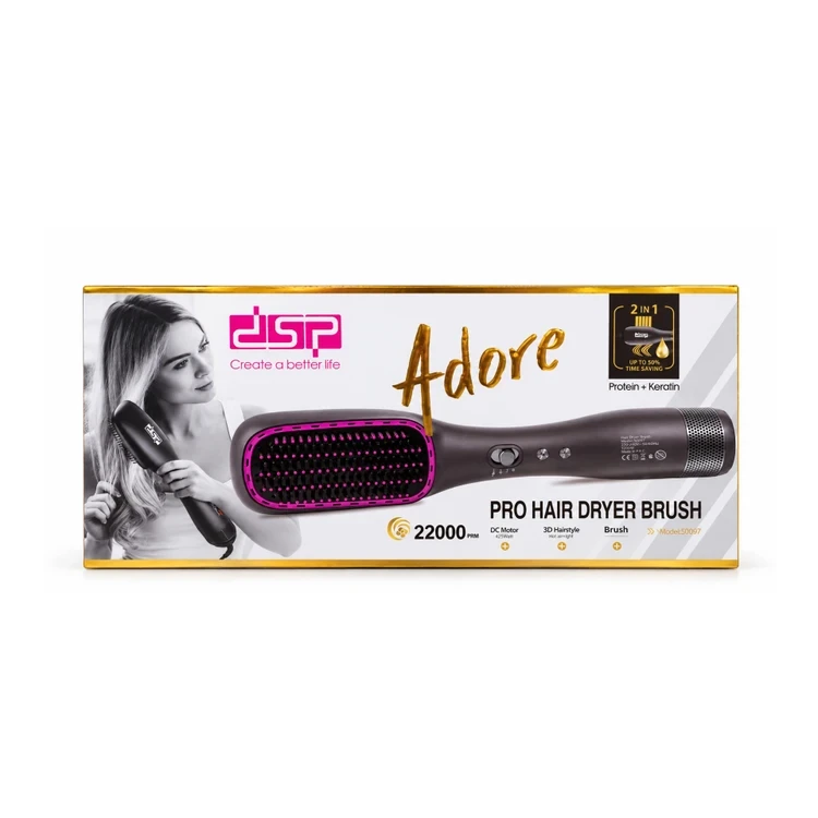 برس حرارتی و سشوار حرفه‌ای ۲ کاره دی‌اس‌پی (DSP) مدل 50097 سری Adore - موتور قدرتمند ۲۲۰۰۰ دور بر دقیقه
